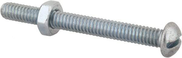 Value Collection - 1/4-20 UNC, 2-1/2" Length Under Head Slotted Drive Machine Screw - Round Head, Grade 2 Steel, Zinc-Plated Finish, Without Washer - Industrial Tool & Supply