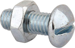 Value Collection - 3/8-16 UNC, 1" Length Under Head Slotted Drive Machine Screw - Round Head, Grade 2 Steel, Zinc-Plated Finish, Without Washer - Industrial Tool & Supply