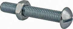 Value Collection - 3/8-16 UNC, 2-1/2" Length Under Head Slotted Drive Machine Screw - Round Head, Grade 2 Steel, Zinc-Plated Finish, Without Washer - Industrial Tool & Supply