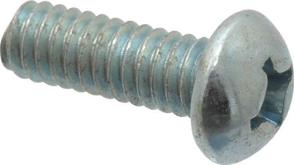 Value Collection - #12-24 UNC, 5/8" Length Under Head Phillips Drive Machine Screw - Round Head, Grade J82 Steel, Zinc-Plated Finish, Without Washer - Industrial Tool & Supply