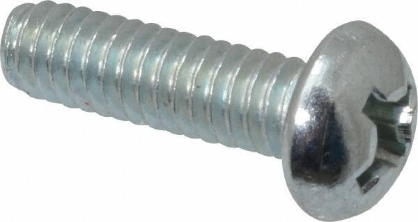 Value Collection - #12-24 UNC, 3/4" Length Under Head Phillips Drive Machine Screw - Round Head, Grade J82 Steel, Zinc-Plated Finish, Without Washer - Industrial Tool & Supply