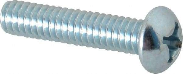 Value Collection - #12-24 UNC, 1" Length Under Head Phillips Drive Machine Screw - Round Head, Grade J82 Steel, Zinc-Plated Finish, Without Washer - Industrial Tool & Supply