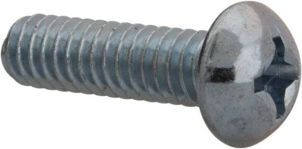 Value Collection - 1/4-20 UNC, 7/8" Length Under Head Phillips Drive Machine Screw - Round Head, Grade 2 Steel, Zinc-Plated Finish, Without Washer - Industrial Tool & Supply