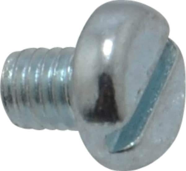 Value Collection - M3x0.50, 4mm Length Under Head Slotted Drive Machine Screw - Pan Head, Grade 4.8 Steel, Zinc-Plated Finish, Without Washer - Industrial Tool & Supply