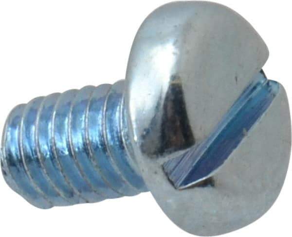 Value Collection - M3x0.50, 5mm Length Under Head Slotted Drive Machine Screw - Pan Head, Grade 4.8 Steel, Zinc-Plated Finish, Without Washer - Industrial Tool & Supply