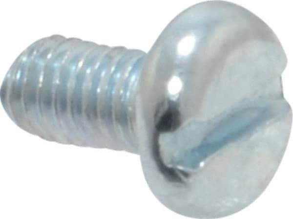 Value Collection - M3x0.50, 6mm Length Under Head Slotted Drive Machine Screw - Pan Head, Grade 4.8 Steel, Zinc-Plated Finish, Without Washer - Industrial Tool & Supply