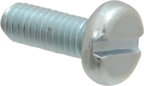 Value Collection - M3x0.50, 8mm Length Under Head Slotted Drive Machine Screw - Pan Head, Grade 4.8 Steel, Zinc-Plated Finish, Without Washer - Industrial Tool & Supply