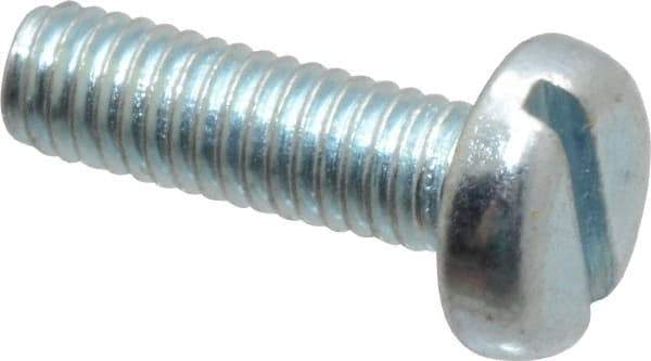 Value Collection - M3x0.50, 10mm Length Under Head Slotted Drive Machine Screw - Pan Head, Grade 4.8 Steel, Zinc-Plated Finish, Without Washer - Industrial Tool & Supply