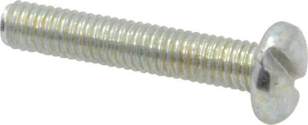 Value Collection - M3x0.50, 16mm Length Under Head Slotted Drive Machine Screw - Pan Head, Grade 4.8 Steel, Zinc-Plated Finish, Without Washer - Industrial Tool & Supply