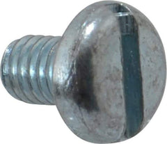 Value Collection - M4x0.70, 6mm Length Under Head Slotted Drive Machine Screw - Pan Head, Grade 4.8 Steel, Zinc-Plated Finish, Without Washer - Industrial Tool & Supply