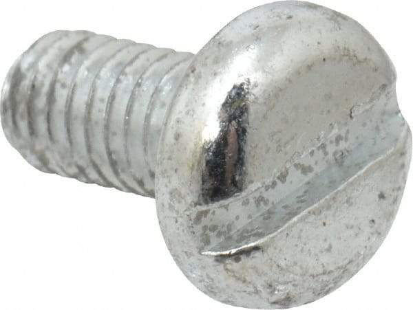 Value Collection - M4x0.70, 8mm Length Under Head Slotted Drive Machine Screw - Pan Head, Grade 4.8 Steel, Zinc-Plated Finish, Without Washer - Industrial Tool & Supply
