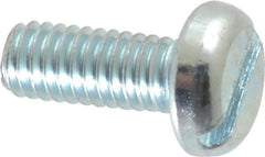 Value Collection - M4x0.70, 10mm Length Under Head Slotted Drive Machine Screw - Pan Head, Grade 4.8 Steel, Zinc-Plated Finish, Without Washer - Industrial Tool & Supply