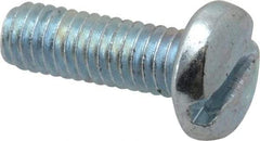 Value Collection - M4x0.70, 12mm Length Under Head Slotted Drive Machine Screw - Pan Head, Grade 4.8 Steel, Zinc-Plated Finish, Without Washer - Industrial Tool & Supply