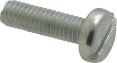 Value Collection - M4x0.70, 14mm Length Under Head Slotted Drive Machine Screw - Pan Head, Grade 4.8 Steel, Zinc-Plated Finish, Without Washer - Industrial Tool & Supply