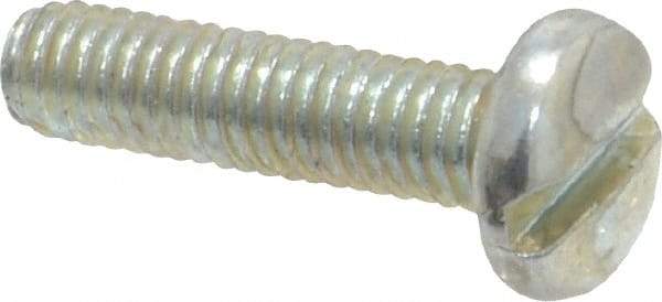 Value Collection - M4x0.70, 16mm Length Under Head Slotted Drive Machine Screw - Pan Head, Grade 4.8 Steel, Zinc-Plated Finish, Without Washer - Industrial Tool & Supply