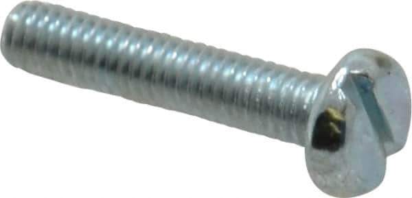 Value Collection - M4x0.70, 20mm Length Under Head Slotted Drive Machine Screw - Pan Head, Grade 4.8 Steel, Zinc-Plated Finish, Without Washer - Industrial Tool & Supply