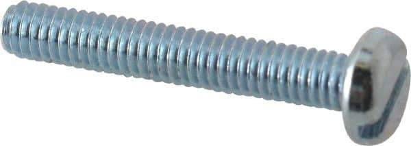 Value Collection - M4x0.70, 25mm Length Under Head Slotted Drive Machine Screw - Pan Head, Grade 4.8 Steel, Zinc-Plated Finish, Without Washer - Industrial Tool & Supply