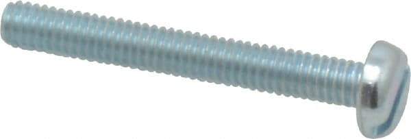 Value Collection - M4x0.70, 30mm Length Under Head Slotted Drive Machine Screw - Pan Head, Grade 4.8 Steel, Zinc-Plated Finish, Without Washer - Industrial Tool & Supply
