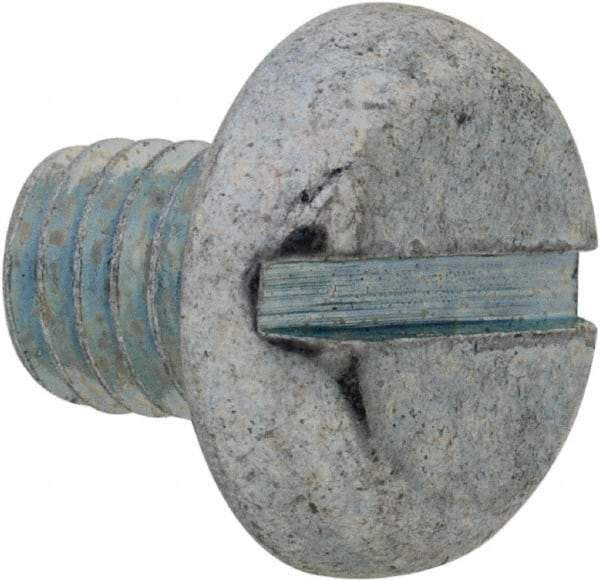 Value Collection - M5x0.80, 6mm Length Under Head Slotted Drive Machine Screw - Pan Head, Grade 4.8 Steel, Zinc-Plated Finish, Without Washer - Industrial Tool & Supply