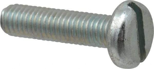 Value Collection - M5x0.80, 20mm Length Under Head Slotted Drive Machine Screw - Pan Head, Grade 4.8 Steel, Zinc-Plated Finish, Without Washer - Industrial Tool & Supply