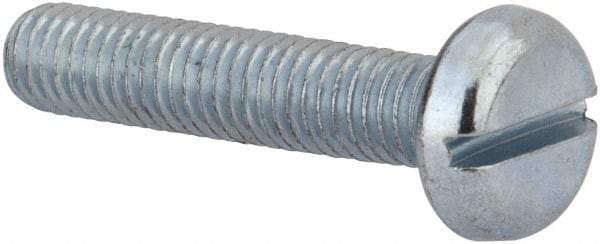 Value Collection - M5x0.80, 25mm Length Under Head Slotted Drive Machine Screw - Pan Head, Grade 4.8 Steel, Zinc-Plated Finish, Without Washer - Industrial Tool & Supply