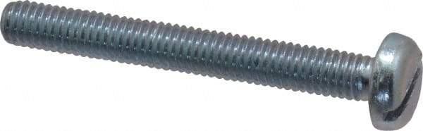 Value Collection - M5x0.80, 40mm Length Under Head Slotted Drive Machine Screw - Pan Head, Grade 4.8 Steel, Zinc-Plated Finish, Without Washer - Industrial Tool & Supply