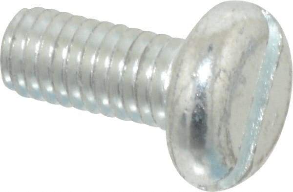 Value Collection - M6x1.00, 14mm Length Under Head Slotted Drive Machine Screw - Pan Head, Grade 4.8 Steel, Zinc-Plated Finish, Without Washer - Industrial Tool & Supply