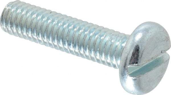 Value Collection - M6x1.00, 25mm Length Under Head Slotted Drive Machine Screw - Pan Head, Grade 4.8 Steel, Zinc-Plated Finish, Without Washer - Industrial Tool & Supply