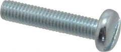 Value Collection - M6x1.00, 30mm Length Under Head Slotted Drive Machine Screw - Pan Head, Grade 4.8 Steel, Zinc-Plated Finish, Without Washer - Industrial Tool & Supply