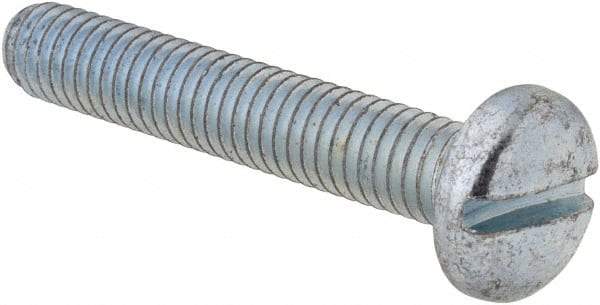 Value Collection - M6x1.00, 35mm Length Under Head Slotted Drive Machine Screw - Pan Head, Grade 4.8 Steel, Zinc-Plated Finish, Without Washer - Industrial Tool & Supply