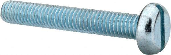 Value Collection - M6x1.00, 40mm Length Under Head Slotted Drive Machine Screw - Pan Head, Grade 4.8 Steel, Zinc-Plated Finish, Without Washer - Industrial Tool & Supply