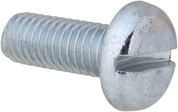 Value Collection - M8x1.25, 20mm Length Under Head Slotted Drive Machine Screw - Pan Head, Grade 4.8 Steel, Zinc-Plated Finish, Without Washer - Industrial Tool & Supply