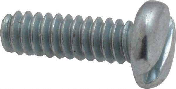 Value Collection - #6-32 UNC, 7/16" Length Under Head Slotted Drive Machine Screw - Pan Head, Grade 2 Steel, Zinc-Plated Finish, Without Washer - Industrial Tool & Supply
