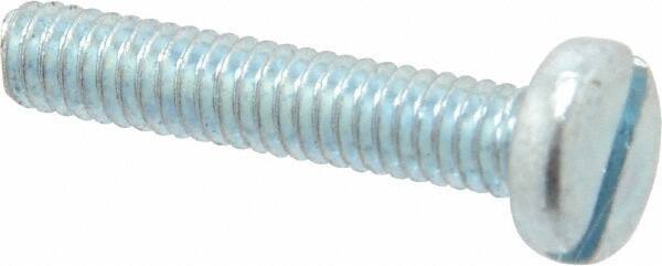 Value Collection - #8-32 UNC, 7/8" Length Under Head Slotted Drive Machine Screw - Pan Head, Grade J82 Steel, Zinc-Plated Finish, Without Washer - Industrial Tool & Supply