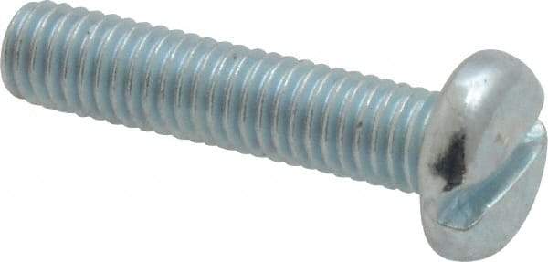 Value Collection - #10-32 UNF, 7/8" Length Under Head Slotted Drive Machine Screw - Pan Head, Grade J82 Steel, Zinc-Plated Finish, Without Washer - Industrial Tool & Supply