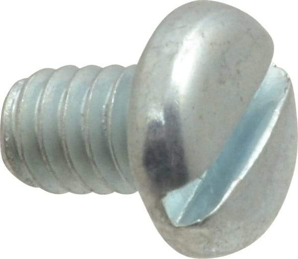 Value Collection - 1/4-20 UNC, 3/8" Length Under Head Slotted Drive Machine Screw - Pan Head, Grade J82 Steel, Zinc-Plated Finish, Without Washer - Industrial Tool & Supply