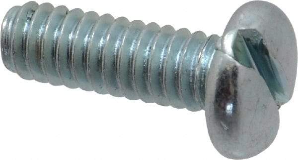 Value Collection - 1/4-20 UNC, 3/4" Length Under Head Slotted Drive Machine Screw - Pan Head, Grade 2 Steel, Zinc-Plated Finish, Without Washer - Industrial Tool & Supply