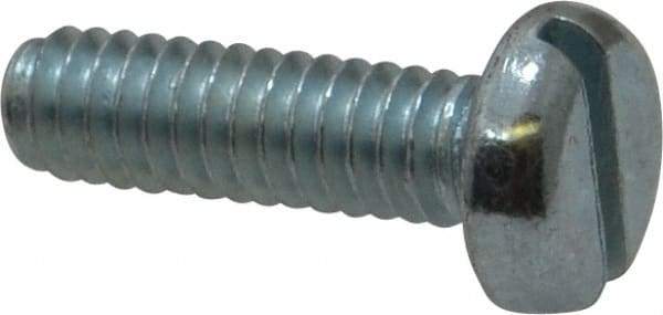 Value Collection - 1/4-20 UNC, 7/8" Length Under Head Slotted Drive Machine Screw - Pan Head, Grade J82 Steel, Zinc-Plated Finish, Without Washer - Industrial Tool & Supply