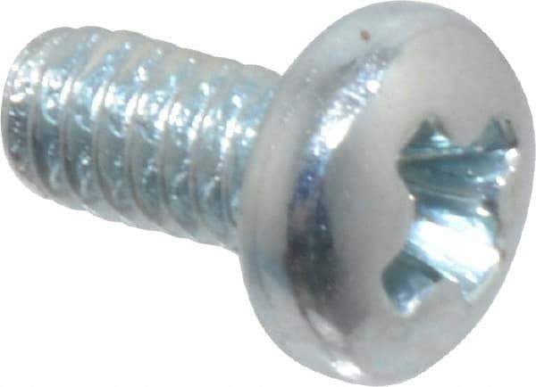 Value Collection - #2-56 UNC, 3/16" Length Under Head Phillips Drive Machine Screw - Pan Head, Grade J82 Steel, Zinc-Plated Finish, Without Washer - Industrial Tool & Supply
