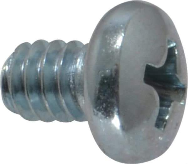Value Collection - #10-24 UNC, 1/4" Length Under Head Phillips Drive Machine Screw - Pan Head, Grade 2 Steel, Zinc-Plated Finish, Without Washer - Industrial Tool & Supply