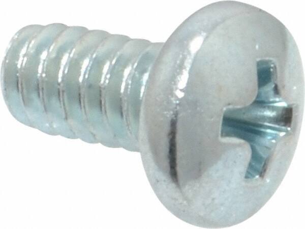 Value Collection - #10-24 UNC, 3/8" Length Under Head Phillips Drive Machine Screw - Pan Head, Grade 2 Steel, Zinc-Plated Finish, Without Washer - Industrial Tool & Supply