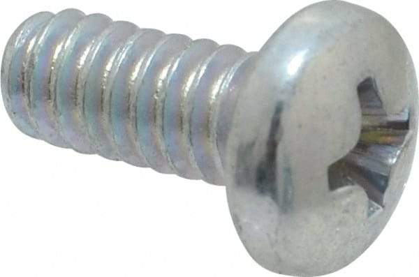 Value Collection - #10-24 UNC, 7/16" Length Under Head Phillips Drive Machine Screw - Pan Head, Grade J82 Steel, Zinc-Plated Finish, Without Washer - Industrial Tool & Supply