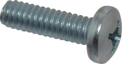 Value Collection - 1/4-20 UNC, 7/8" Length Under Head Phillips Drive Machine Screw - Pan Head, Grade 2 Steel, Zinc-Plated Finish, Without Washer - Industrial Tool & Supply