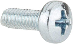 Value Collection - M3x0.50, 8mm Length Under Head Phillips Drive Machine Screw - Pan Head, Grade 4.8 Steel, Zinc-Plated Finish, Without Washer - Industrial Tool & Supply