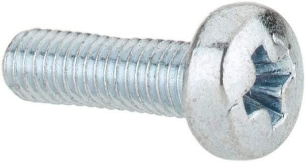 Value Collection - M3x0.50, 10mm Length Under Head Phillips Drive Machine Screw - Pan Head, Grade 4.8 Steel, Zinc-Plated Finish, Without Washer - Industrial Tool & Supply