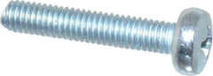 Value Collection - M3x0.50, 16mm Length Under Head Phillips Drive Machine Screw - Pan Head, Grade 4.8 Steel, Zinc-Plated Finish, Without Washer - Industrial Tool & Supply