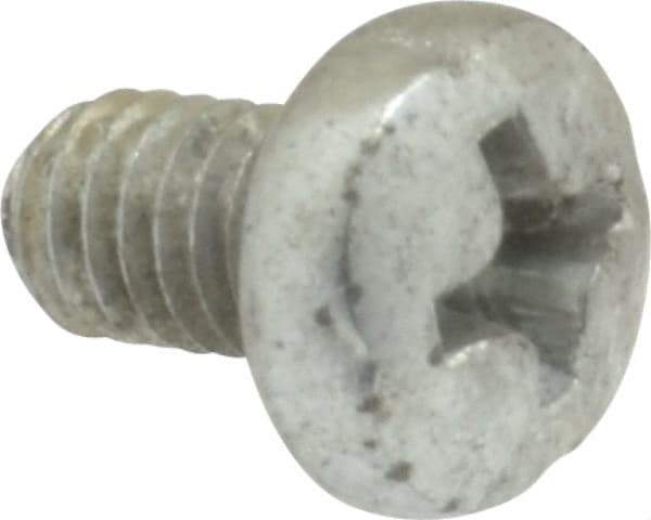 Value Collection - M4x0.70, 6mm Length Under Head Phillips Drive Machine Screw - Pan Head, Grade 4.8 Steel, Zinc-Plated Finish, Without Washer - Industrial Tool & Supply