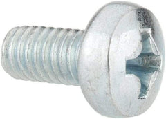 Value Collection - M4x0.70, 8mm Length Under Head Phillips Drive Machine Screw - Pan Head, Grade 4.8 Steel, Zinc-Plated Finish, Without Washer - Industrial Tool & Supply
