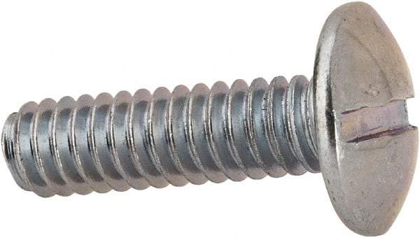 Value Collection - 1/4-20 UNC, 7/8" Length Under Head Slotted Drive Machine Screw - Truss Head, Grade J82 Steel, Zinc-Plated Finish, Without Washer - Industrial Tool & Supply