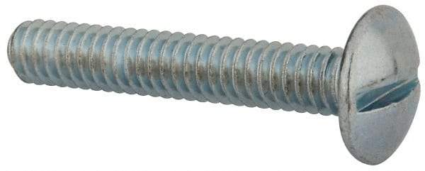 Value Collection - 1/4-20 UNC, 1-1/2" Length Under Head Slotted Drive Machine Screw - Truss Head, Grade J82 Steel, Zinc-Plated Finish, Without Washer - Industrial Tool & Supply